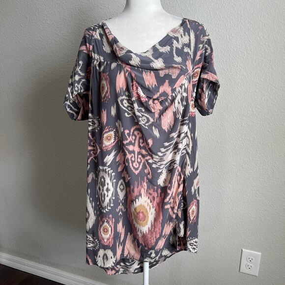 All Saints Spitalfields Audrina Ikat Silk Tunic Dress Women's 8 Gray Mini - Picture 1 of 8